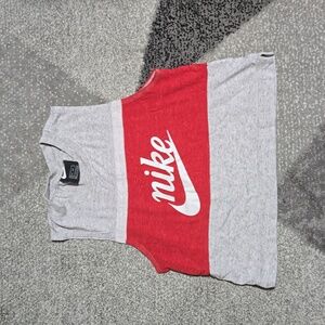 Nike Heather Gray Crop Tank with Red Chest Panel